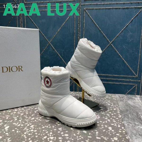 Replica Dior Women Shoes CD Dior Frost Ankle Boot White Quilted Nylon Shearling 4