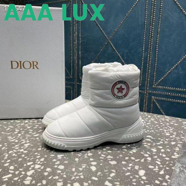 Replica Dior Women Shoes CD Dior Frost Ankle Boot White Quilted Nylon Shearling 8