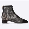 Replica Dior Women Shoes CD Naughtily-D Boot Black Transparent Mesh Suede Embroidered Roses 20