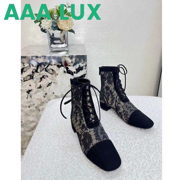 Replica Dior Women Shoes CD Naughtily-D Ankle Boot Black Transparent Mesh Suede Embroidered Roses 4