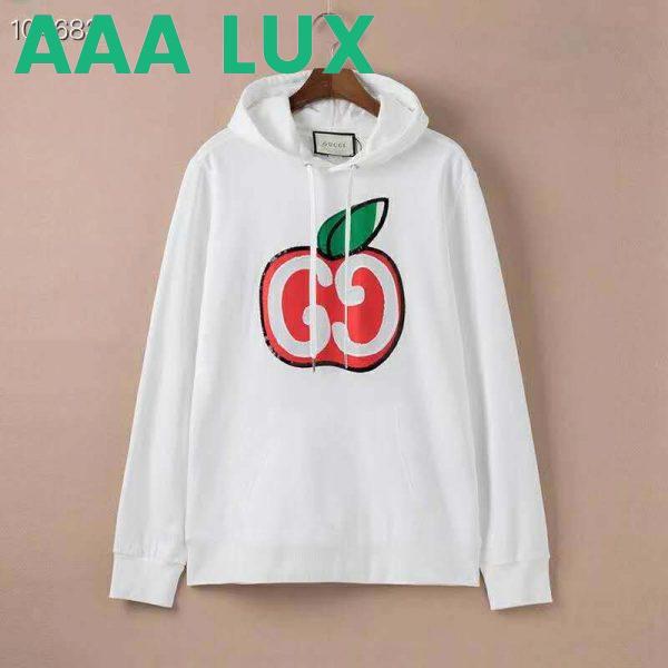 Replica Gucci Women Hooded Dress with GG Apple Print White Organic Cotton Jersey 3