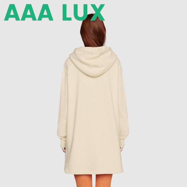 Replica Gucci Women Hooded Dress with GG Apple Print White Organic Cotton Jersey 8