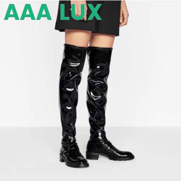 Replica Dior Women Shoes D-Doll Thigh Boot Black Crinkled and Stretch Patent Calfskin 9