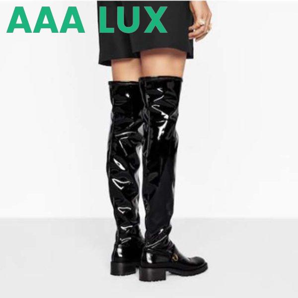 Replica Dior Women Shoes D-Doll Thigh Boot Black Crinkled and Stretch Patent Calfskin 10