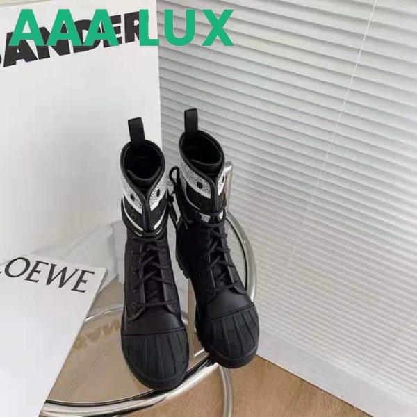 Replica Dior Women Shoes D-Major Ankle Boot Black White Technical Fabric Black Calfskin 5