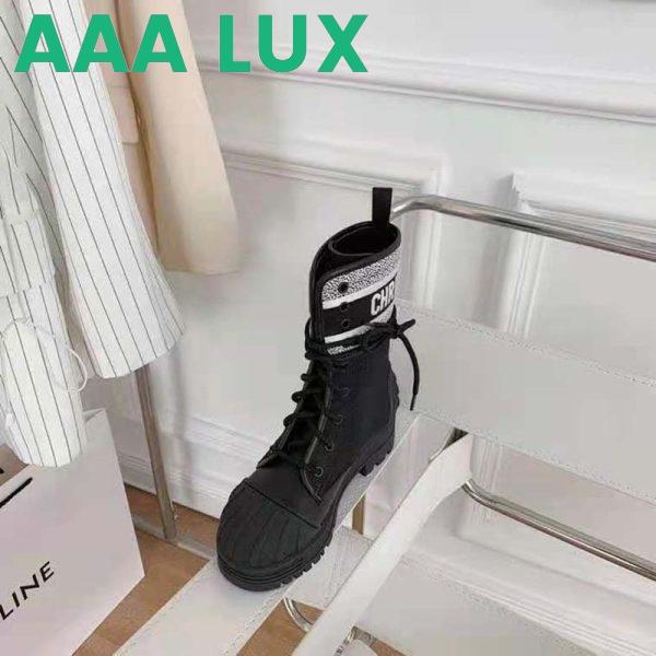 Replica Dior Women Shoes D-Major Ankle Boot Black White Technical Fabric Black Calfskin 8