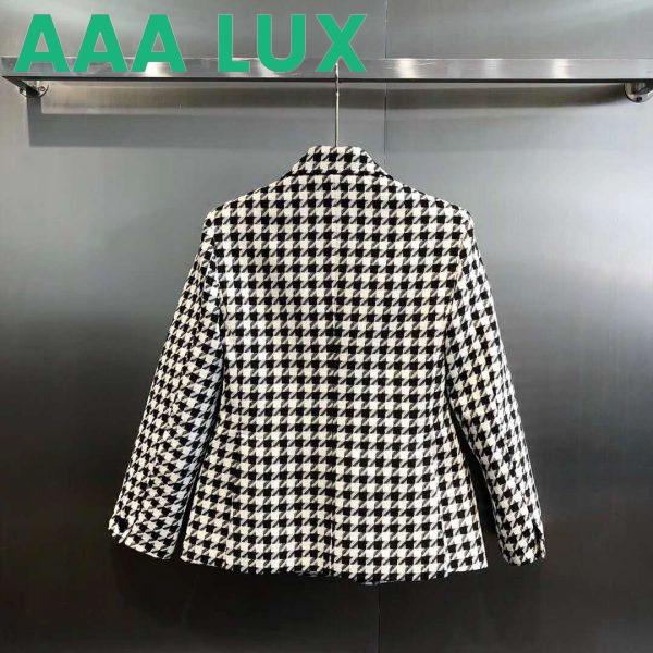 Replica Gucci Women Houndstooth Fitted Jacket in Wool and Cotton-Black 4