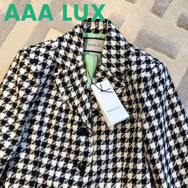 Replica Gucci Women Houndstooth Fitted Jacket in Wool and Cotton-Black 5