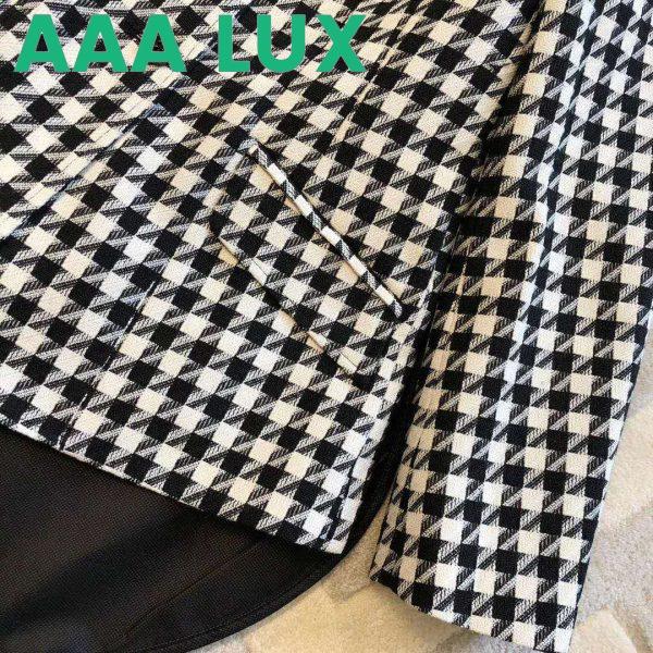 Replica Gucci Women Houndstooth Fitted Jacket in Wool and Cotton-Black 7