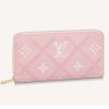 Replica Louis Vuitton Unisex Zippy Wallet Pink Monogram Empreinte Embroidered Cowhide Leather