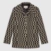 Replica Gucci Women Maxi GG Wool Jersey Jacket Beige Black Polyamide Polyester 14