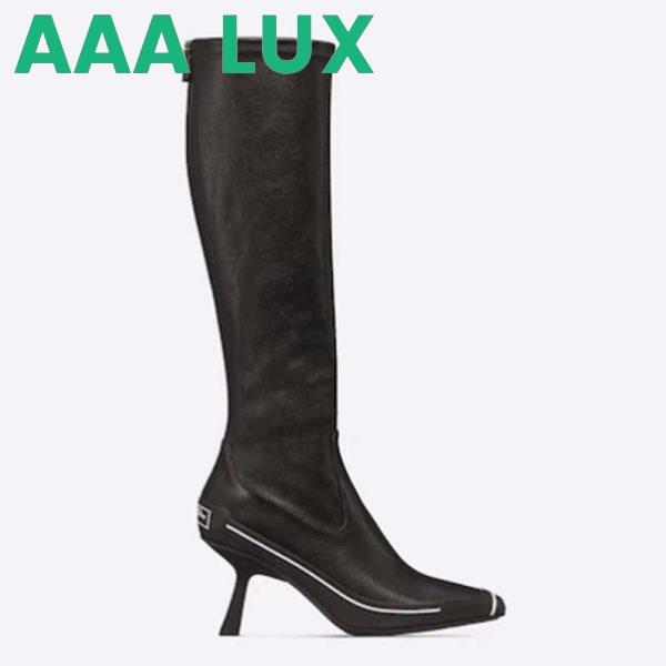 Replica Dior Women Shoes D-Motion Heeled Boot Black Stretch Lambskin Rubber
