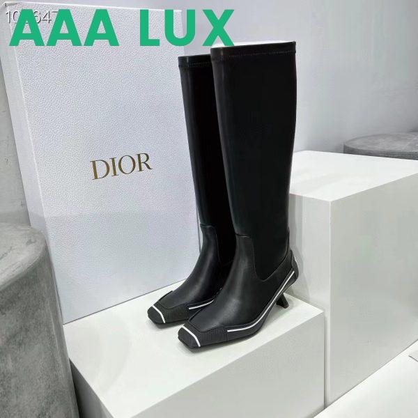 Replica Dior Women Shoes D-Motion Heeled Boot Black Stretch Lambskin Rubber 6
