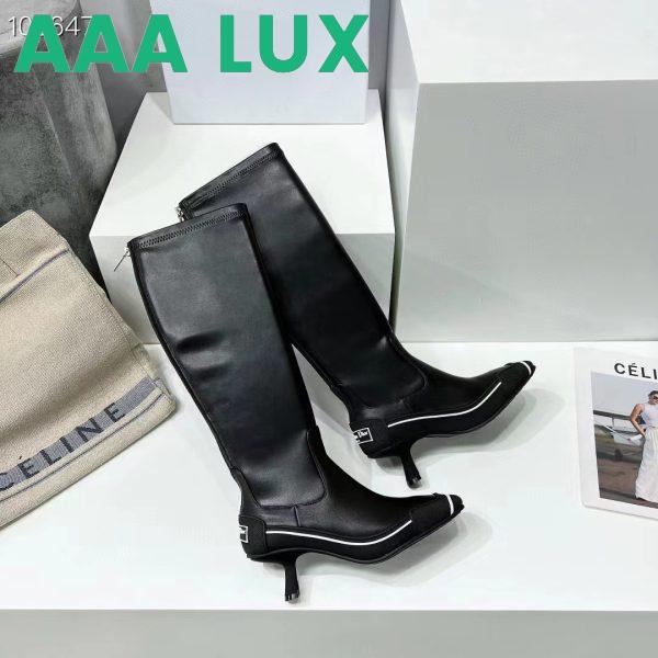 Replica Dior Women Shoes D-Motion Heeled Boot Black Stretch Lambskin Rubber 7