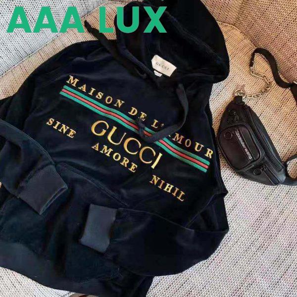 Replica Gucci Women Oversize Sweatshirt with Gucci Embroidery in Black Cotton 3