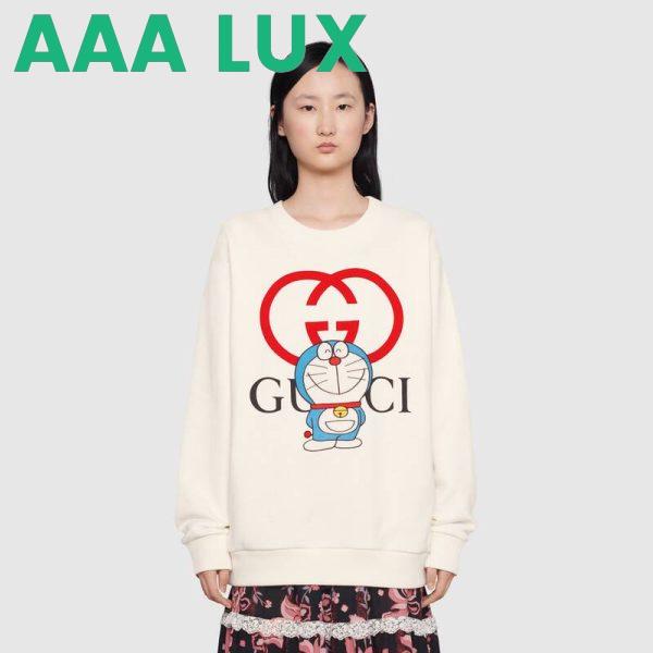 Replica Gucci Women Doraemon x Gucci Cotton Sweatshirt Crewneck Oversized Fit-White 11