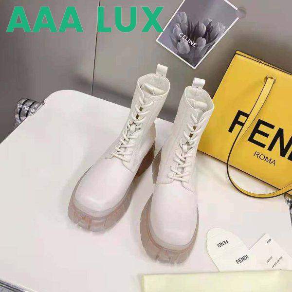 Replica Fendi Women Force Beige Leather Ankle Boots 3