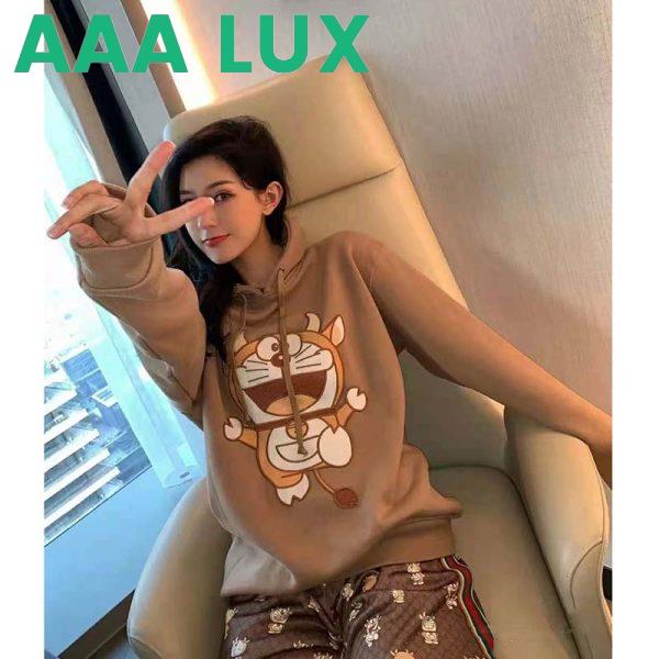 Replica Gucci Women Doraemon x Gucci Hooded Sweatshirt Cotton Jersey Oversized Fit-Brown 5
