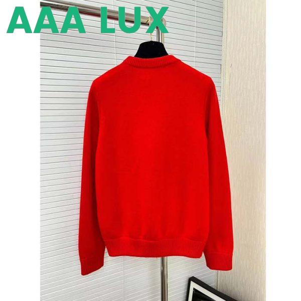 Replica Dior Men CD By Erl Sweater Rabbit Patch Red Cotton-Blend Jersey Round Neck 4
