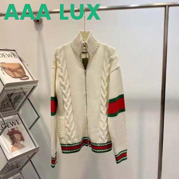 Replica Gucci Women GG Cable Knit Bomber Jacket Off-White Cable Knit Wool 2