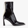 Replica Fendi Women Glossy Black Neoprene Ankle Boots FFrame Pointed-Toe