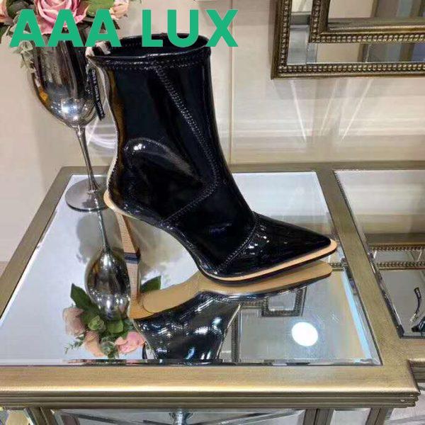 Replica Fendi Women Glossy Black Neoprene Ankle Boots FFrame Pointed-Toe 3