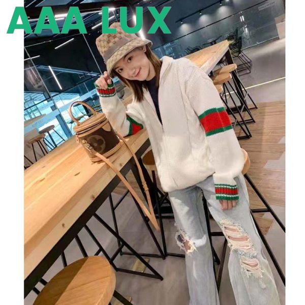 Replica Gucci Women GG Cable Knit Bomber Jacket Off-White Cable Knit Wool 11