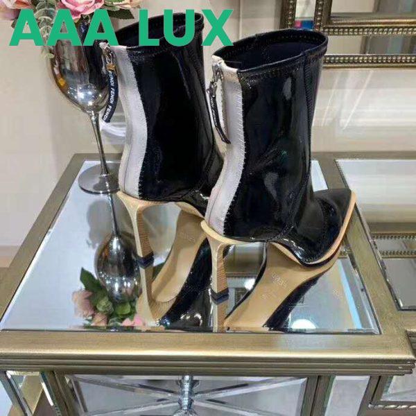 Replica Fendi Women Glossy Black Neoprene Ankle Boots FFrame Pointed-Toe 6