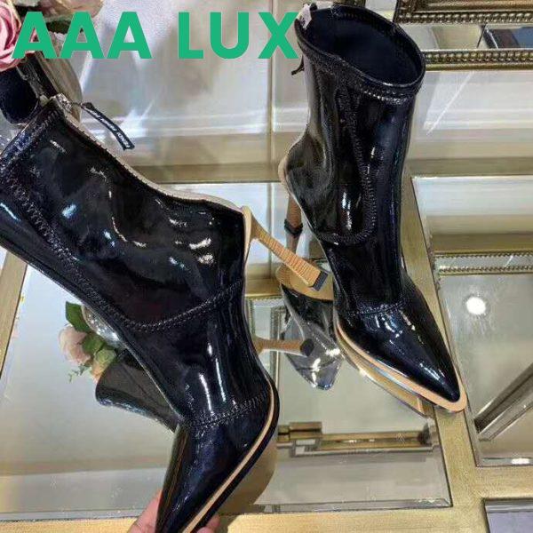 Replica Fendi Women Glossy Black Neoprene Ankle Boots FFrame Pointed-Toe 7