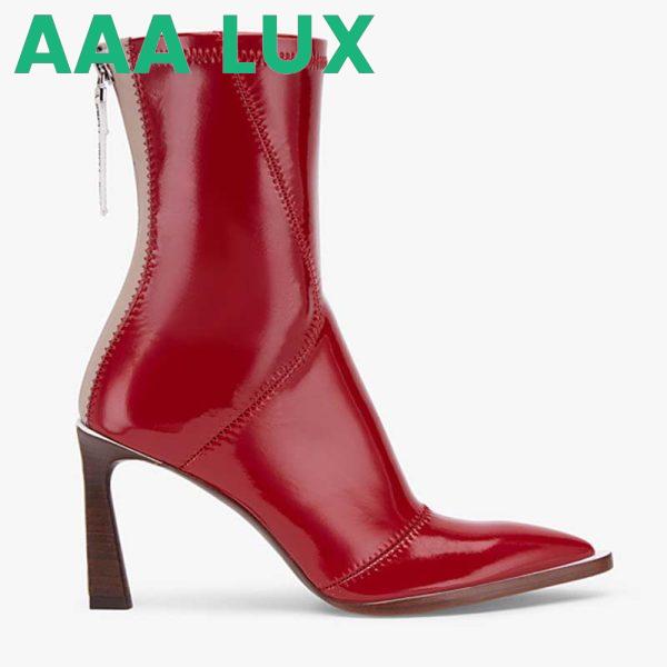 Replica Fendi Women Glossy Red Neoprene Ankle Boots FFrame Pointed-Toe