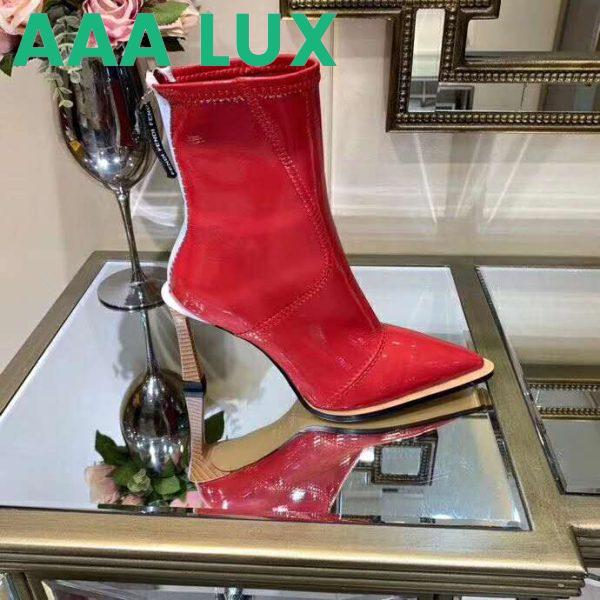 Replica Fendi Women Glossy Red Neoprene Ankle Boots FFrame Pointed-Toe 3