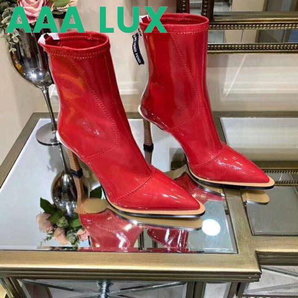 Replica Fendi Women Glossy Red Neoprene Ankle Boots FFrame Pointed-Toe 5
