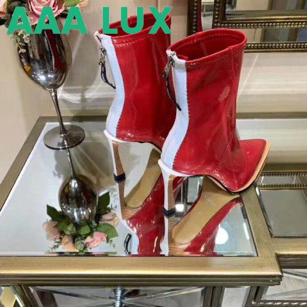 Replica Fendi Women Glossy Red Neoprene Ankle Boots FFrame Pointed-Toe 7