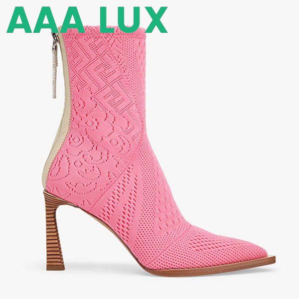 Replica Fendi Women High-Tech Rose Jacquard Ankle Boots FFrame Pointed-Toe