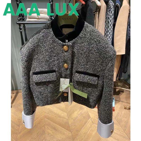 Replica Gucci Women GG Check Tweed Jacket with Double G Buttons 3