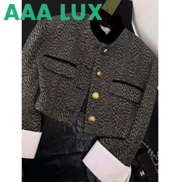 Replica Gucci Women GG Check Tweed Jacket with Double G Buttons 4
