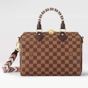 Replica Louis Vuitton Women LV Braided Speedy 25 Handbag Damier Ebene Coated Canvas 2