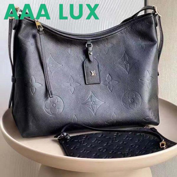 Replica Louis Vuitton Women LV CarryAll MM Handbag Black Embossed Supple Grained Cowhide Leather 3