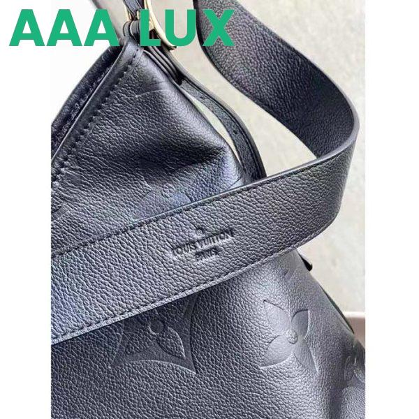 Replica Louis Vuitton Women LV CarryAll MM Handbag Black Embossed Supple Grained Cowhide Leather 9