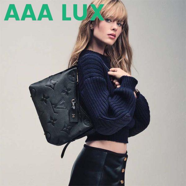 Replica Louis Vuitton Women LV CarryAll MM Handbag Black Embossed Supple Grained Cowhide Leather 12