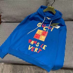 Replica Gucci Women GG Cotton Jersey Sweatshirt Turquoise Felted Cotton Jersey Long Sleeves 2