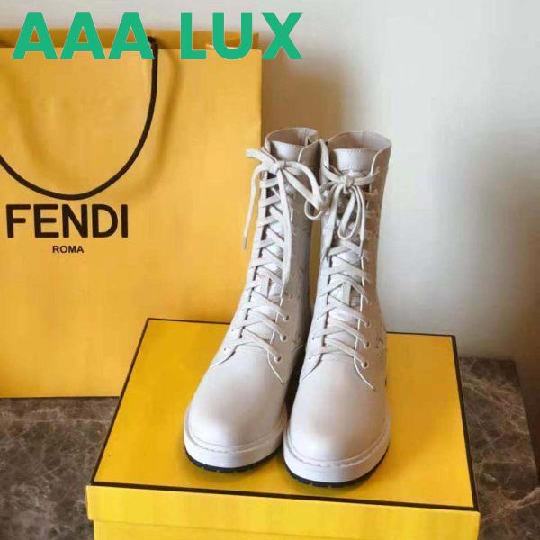 Replica Fendi Women Signature White Leather Biker Boots 3