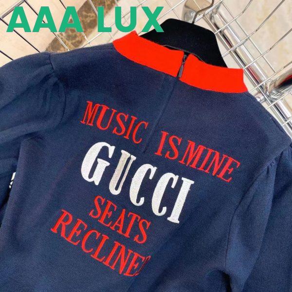 Replica Gucci Women GG Gucci 100 Wool Sweater Blue Puff Sleeves 4
