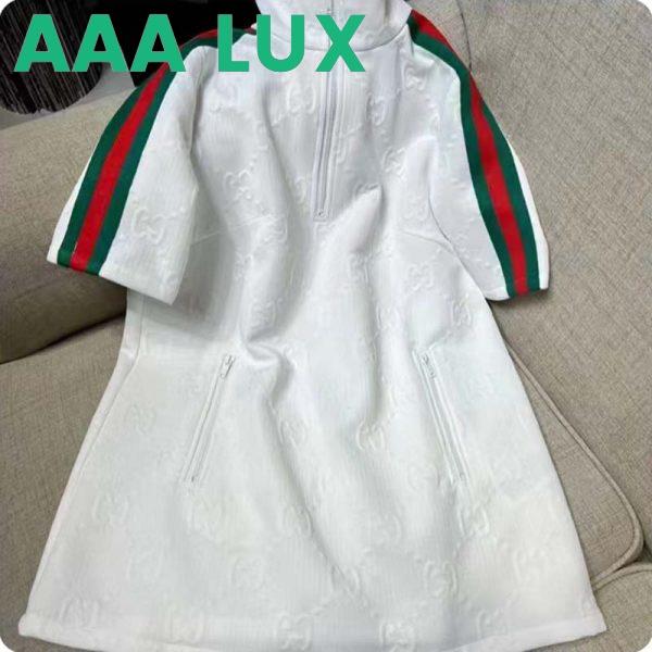 Replica Gucci Women GG Jersey Jacquard Dress White High Neck Polyester Green Red Web 4