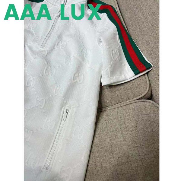 Replica Gucci Women GG Jersey Jacquard Dress White High Neck Polyester Green Red Web 8