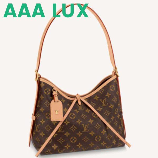 Replica Louis Vuitton Women LV CarryAll PM Handbag Brown Monogram Coated Canvas Microfiber