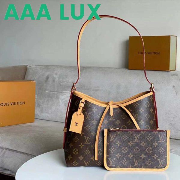 Replica Louis Vuitton Women LV CarryAll PM Handbag Brown Monogram Coated Canvas Microfiber 3