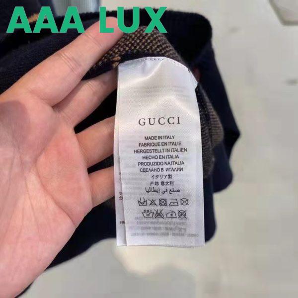 Replica Gucci Women GG Knit Cashmere Jacquard Cardigan Blue Beige Long Sleeves V-Neck 6