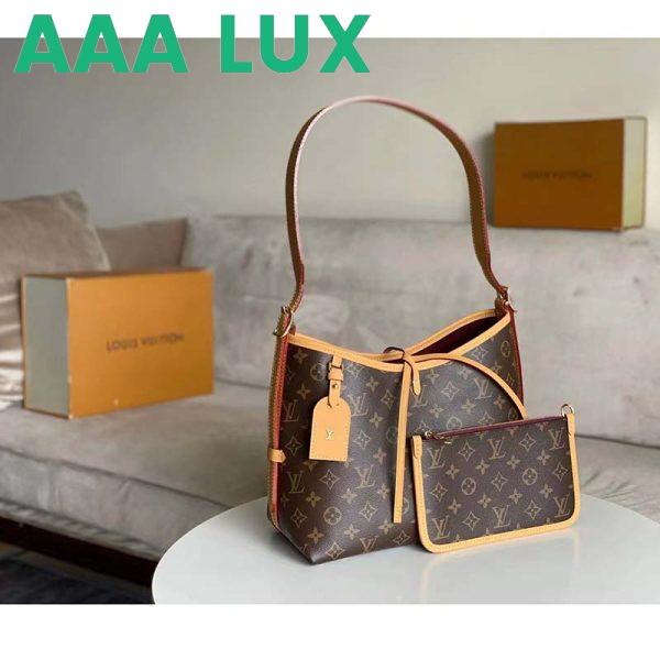 Replica Louis Vuitton Women LV CarryAll PM Handbag Brown Monogram Coated Canvas Microfiber 5
