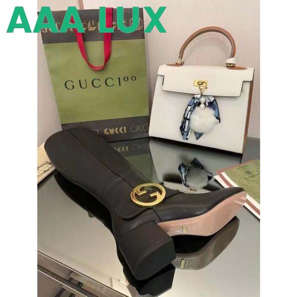 Replica Gucci Blondie Women’s Blondie Boot Black Leather Round Interlocking G Low 5 Cm Heel 8
